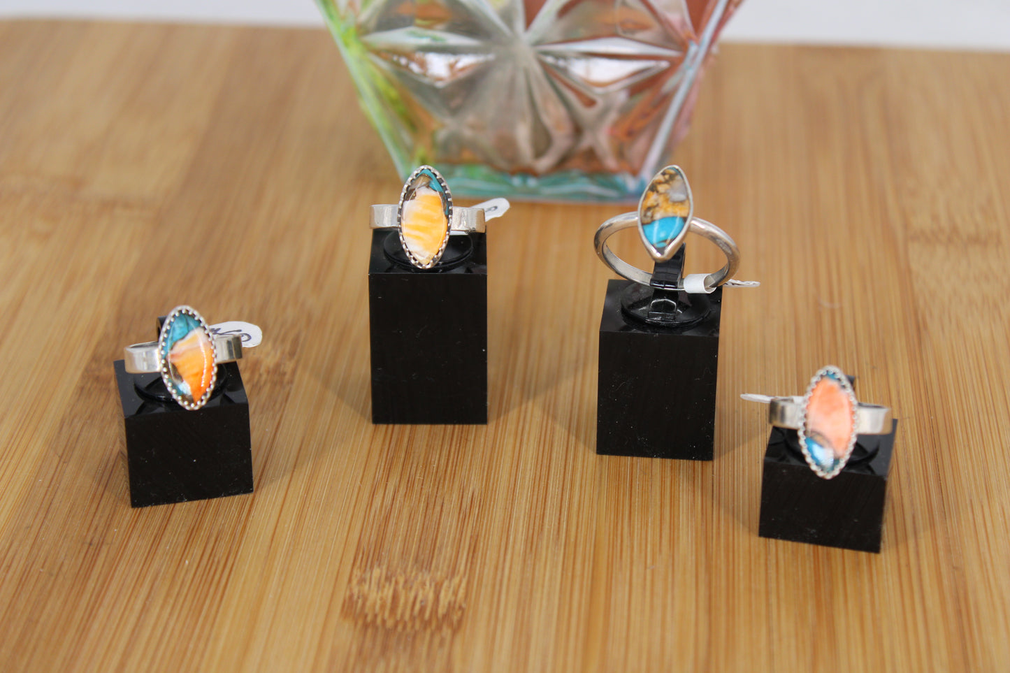 Spiny Oyster Turquoise with Copper Sterling Silver Ring
